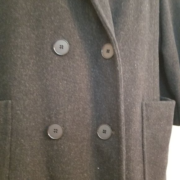 Forecaster Boston 15 16 Charcoal Gray Vintage Double Breasted Wool Trench Coat P - Picture 7 of 7